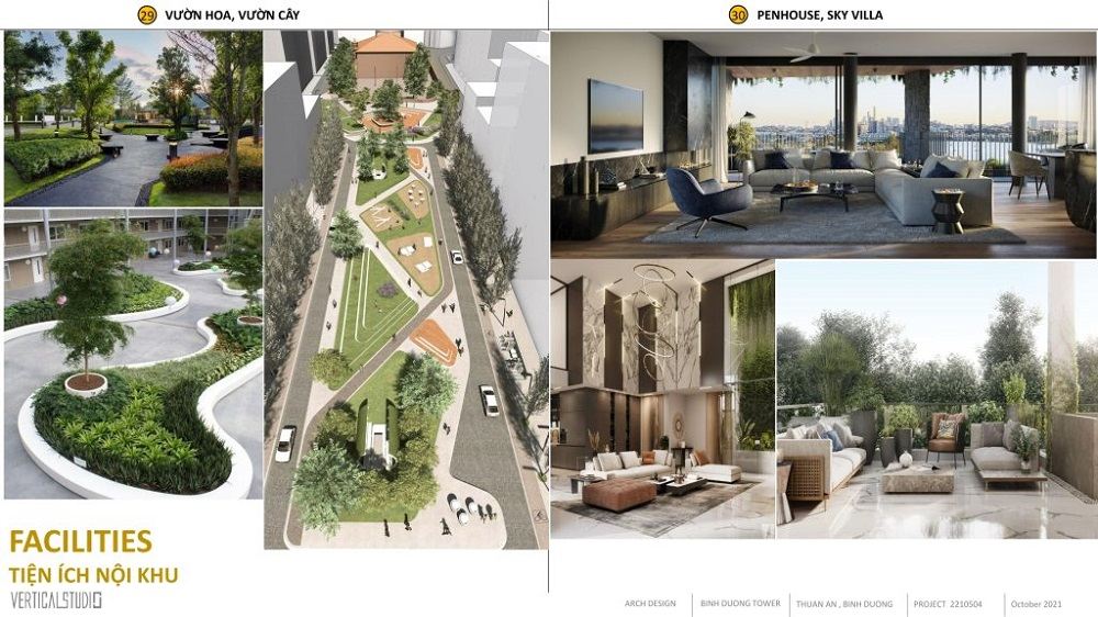 Công viên cây xanh được bố trí xen kẽ các tòa nhà