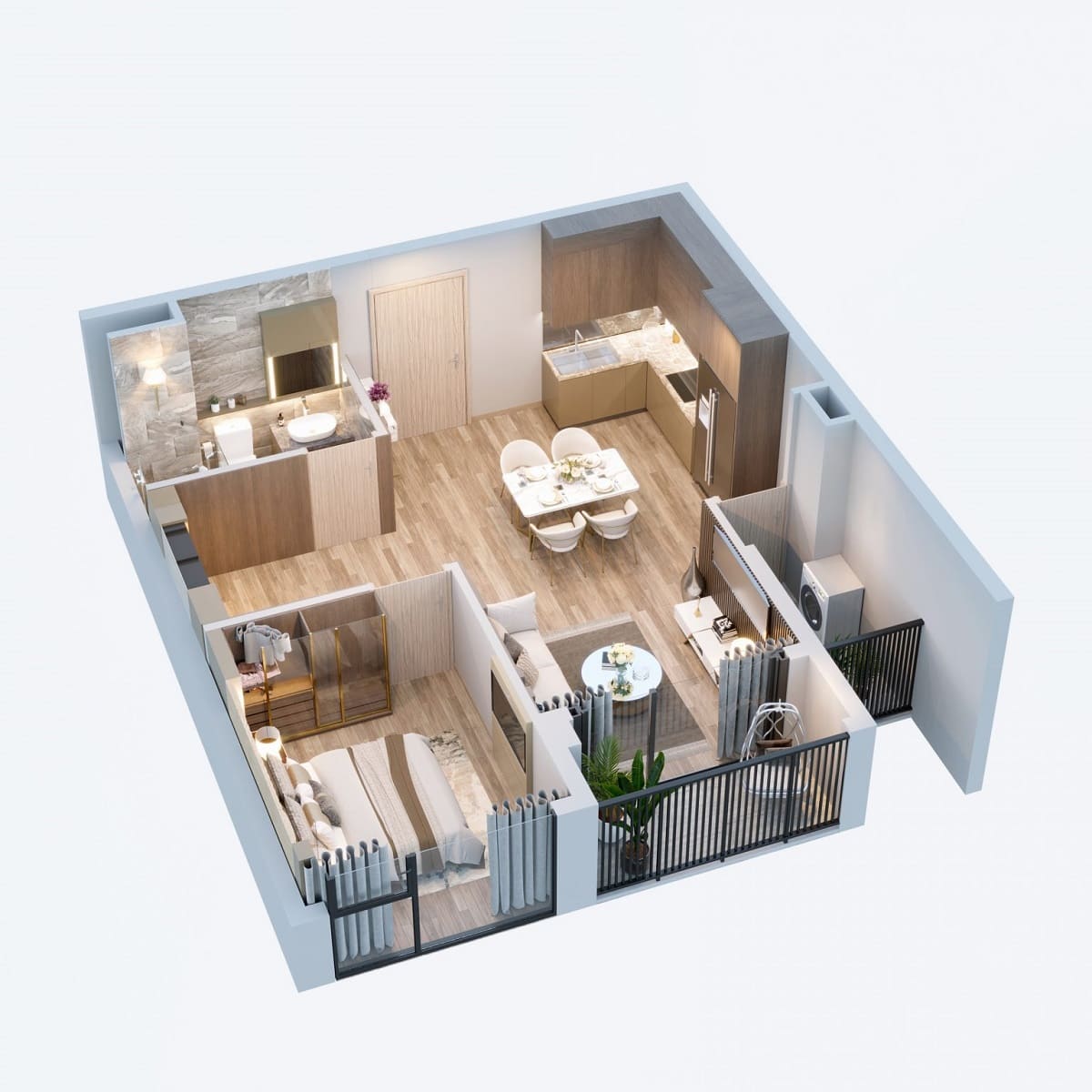 Ảnh minh họa: Căn hộ 1 phòng ngủ Happy One Mori rộng rãi