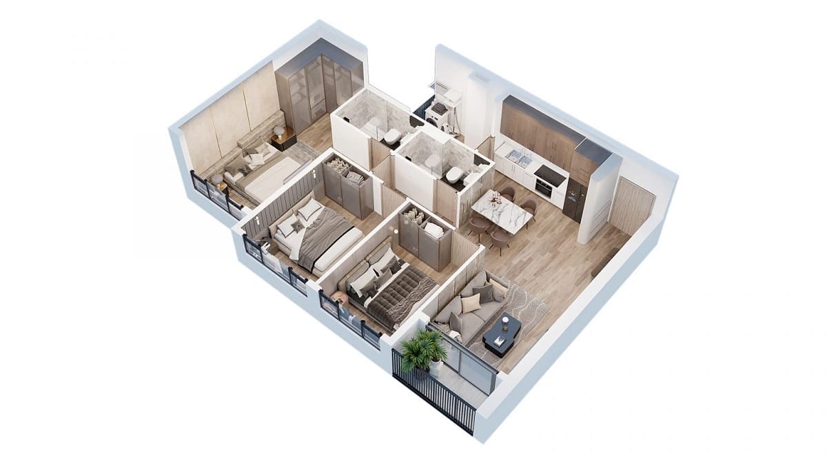 Căn hộ 3 phòng ngủ cho các gia đình đa thế hệ