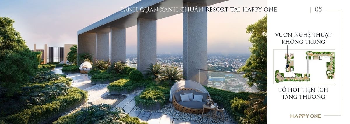 Ảnh minh họa: Khu vườn và nghỉ dưỡng trên không tại dự án Happy One Mori